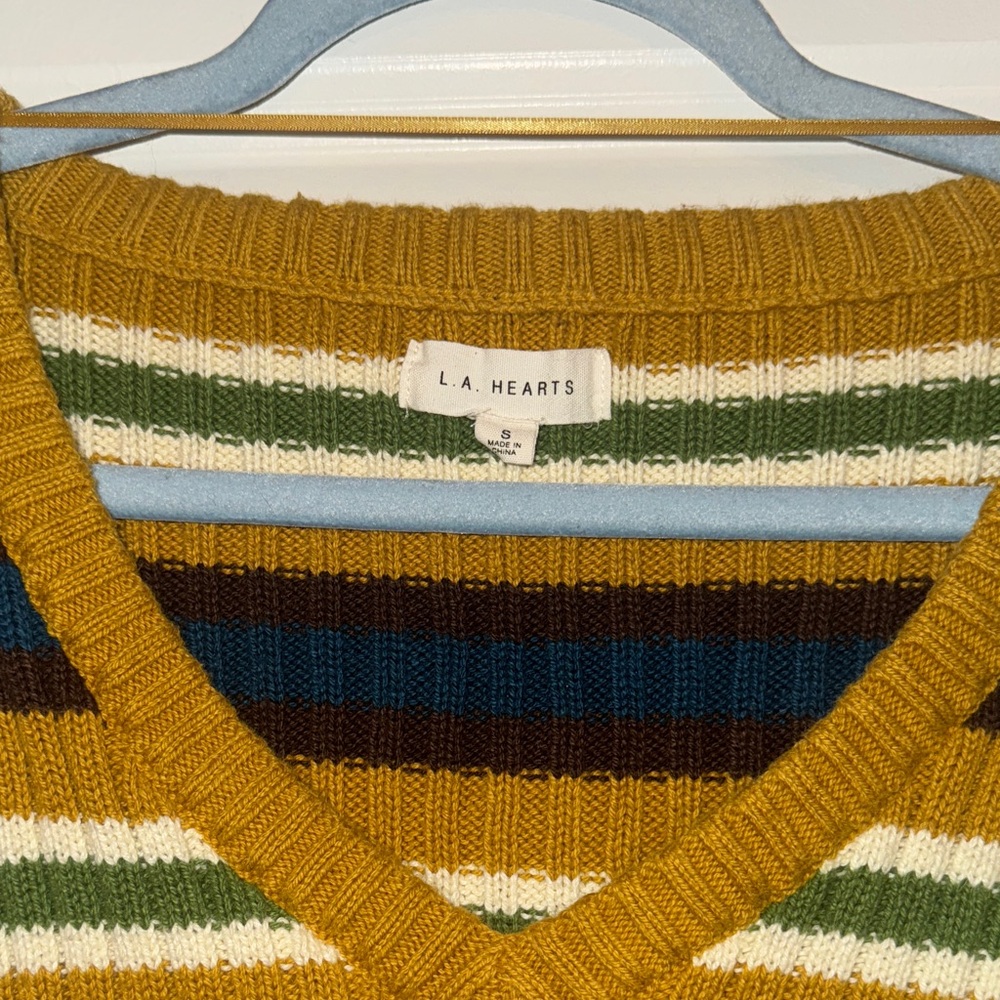 La Hearts Multicolor Striped V-Neck Sweater - Picture 2 of 5